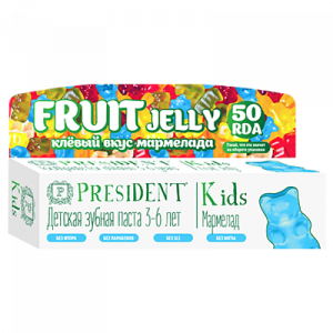 Детская зубная паста Kids 3-6 Fruit Jelly без фтора МАРМЕЛАД, RDA 50 50 мл (PresiDENT)